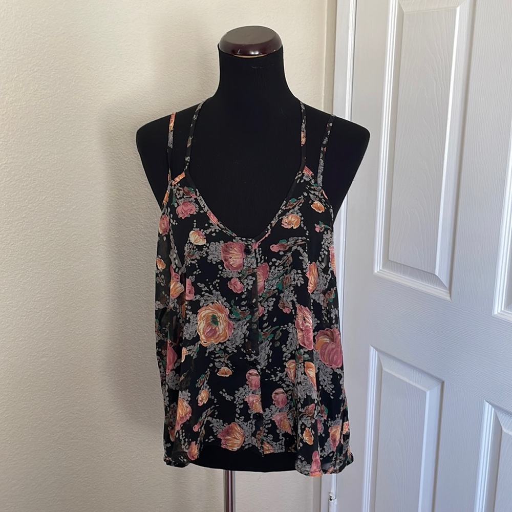 Lush Floral Sheer lightweight Tank top
